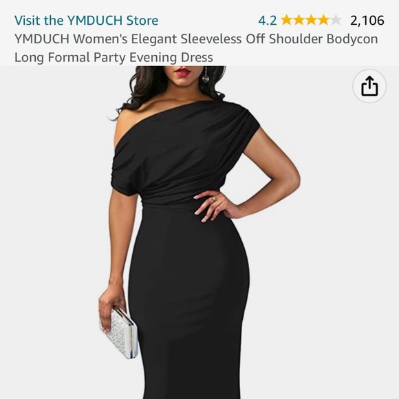 YMDUCH Women's Elegant One Bell Sleeve Mermaid Formal Dress - Side Split Long Evening Gown